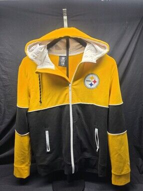 New Era Pittsburgh Steelers Hooded Jacket Men's Medium Full Zip Black Gold NFL